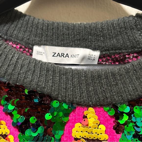 ZARA MULTICOLOR OVERSIZED SEQUIN SWEATER RARE MEDIUM M - Picture 8 of 16